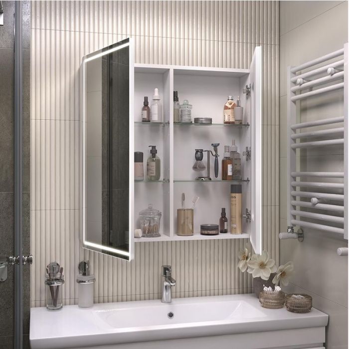 Зеркальный шкаф Vigo Geometry Comfort 80 221 с подсветкой цвет Белый