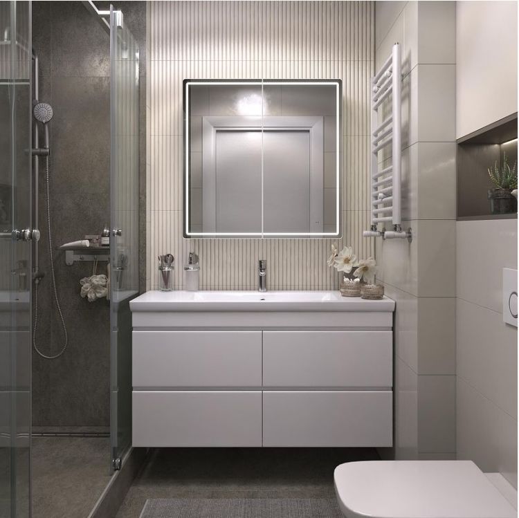 Зеркальный шкаф Vigo Geometry Comfort 80 221 с подсветкой цвет Белый