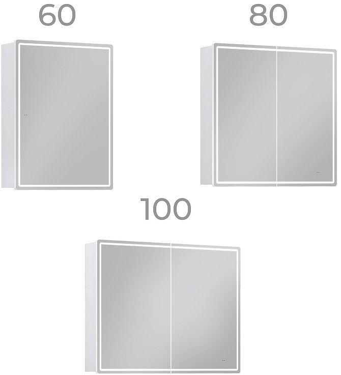 Зеркальный шкаф Vigo Geometry Comfort 80 221 с подсветкой цвет Белый