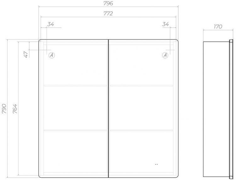 Зеркальный шкаф Vigo Geometry Comfort 80 221 с подсветкой цвет Белый
