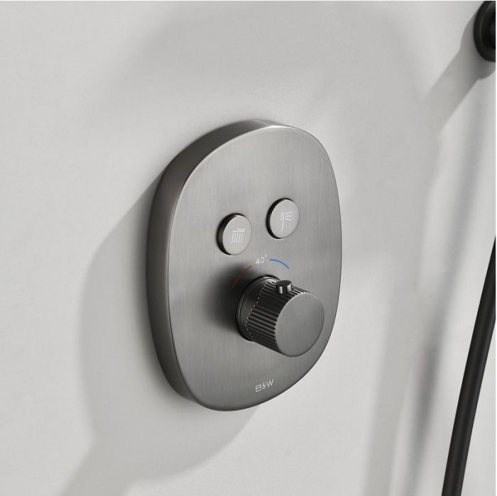 Душевая система Black&White Gravity GH-9201-GM 9201GM с термостатом цвет Gun Metal