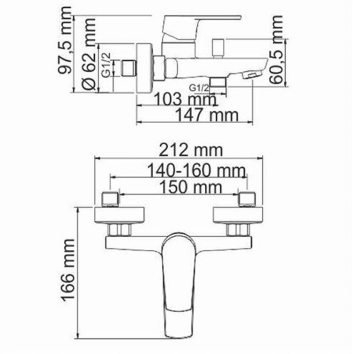 Смеситель для ванны WasserKRAFT Dill 6101 Хром