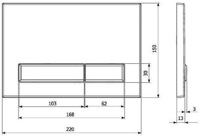 Клавиша смыва KK POL M08 V3 SPP/013/0/K Черная матовая Золото глянцевое