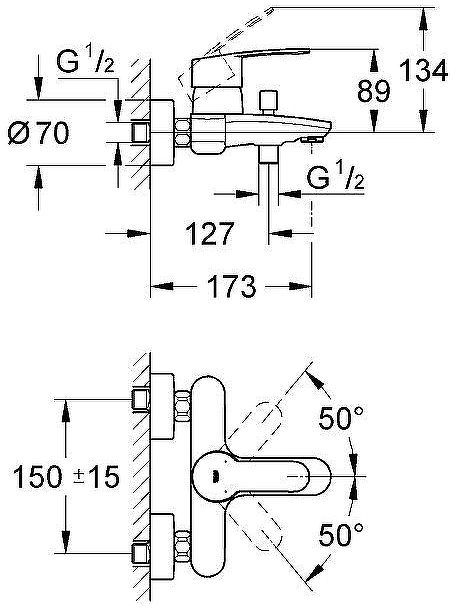 Смеситель для ванны Grohe Eurostyle Cosmopolitan 33591002 Хром