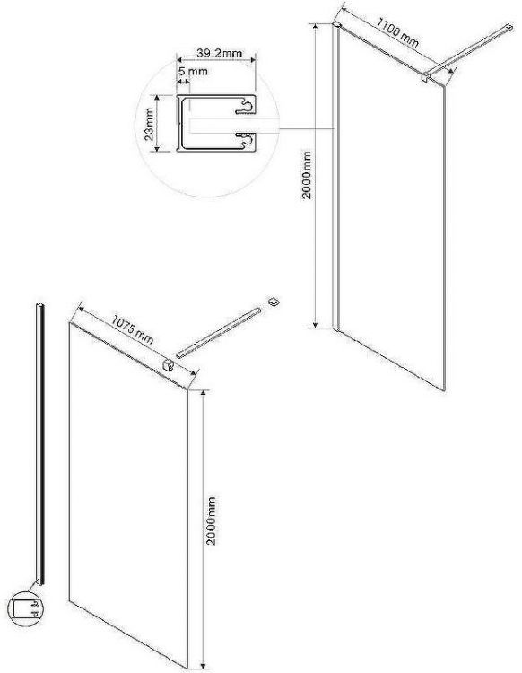 Душевая перегородка Vincea Walk-In 110 VSW-1H110CGGM профиль Вороненая сталь стекло тонированное