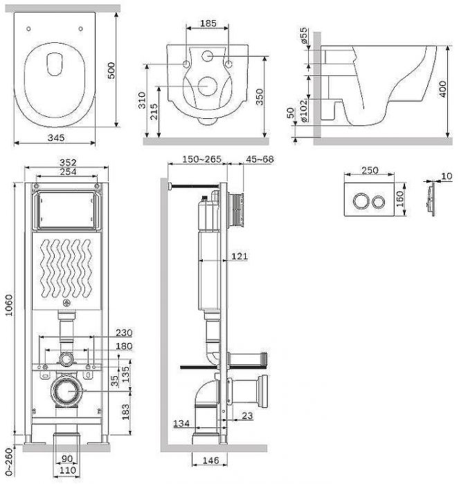 Комплект унитаза с инсталляцией AM.PM Jupiter IS110101.DX77C1700 с сиденьем Микролифт и Белой глянцевой клавишей смыва