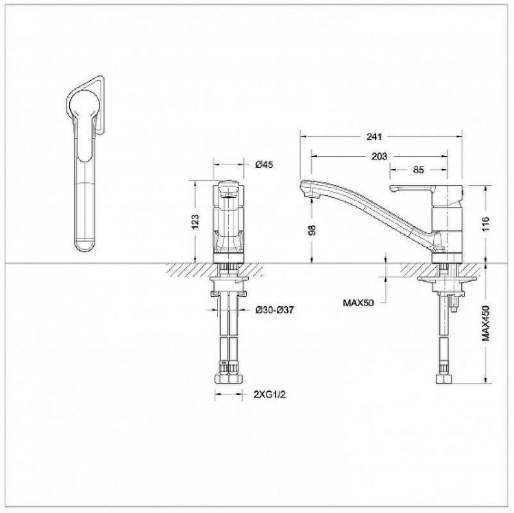 Смеситель для кухни Bravat Stream F73783BC-2 Черный Хром