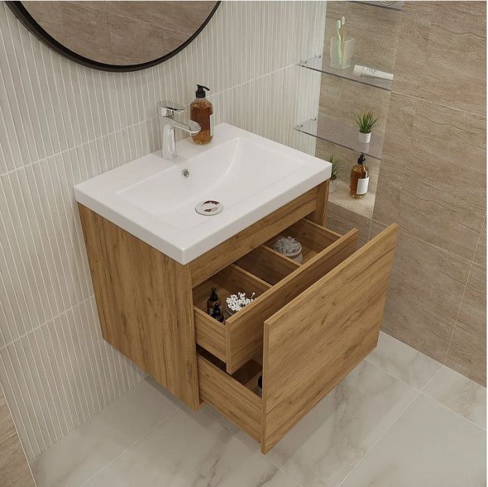 Тумба под раковину 1MarKa Миябе 60П Ц0000038243 подвесная цвет Дуб вотан