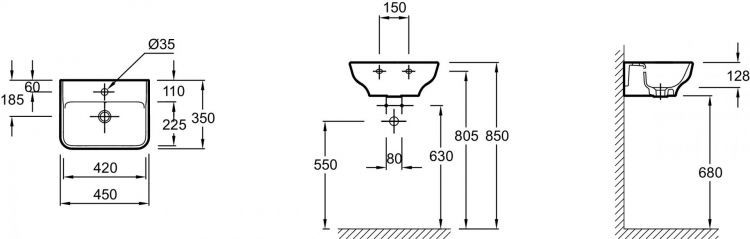 Раковина 45 см Jacob Delafon Struktura EGH112-Z-00, белый Раковина 45 см Jacob Delafon Struktura EGH112-Z-00, белый