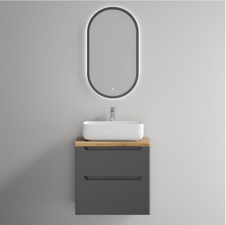 Комплект мебели для ванной STWORKI Берген 60 подвесной цвет Серый матовый