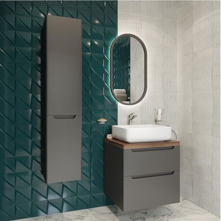 Комплект мебели для ванной STWORKI Берген 60 подвесной цвет Серый матовый