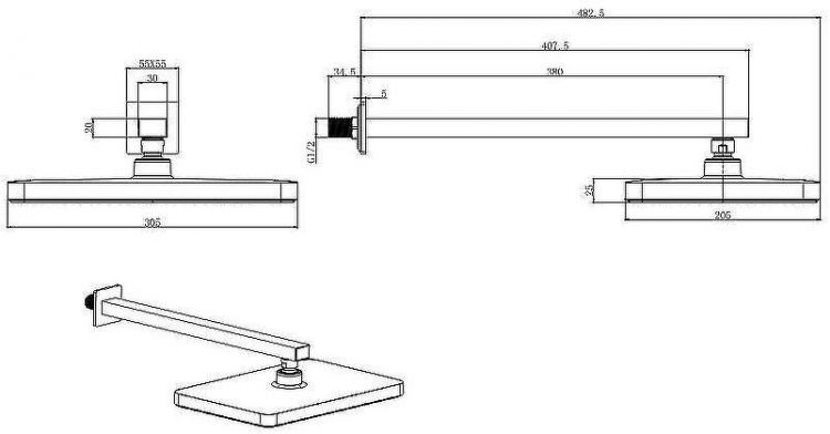 Верхний душ Aquatek AQ2081MB Черный матовый
