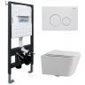 Комплект унитаза Abber Rechteck AC1201-AC0105-AC0121MW с сиденьем Микролифт и клавишей смыва цвет Белая матовая