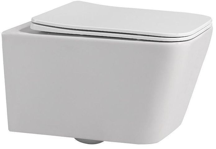 Комплект унитаза Abber Rechteck AC1201-AC0105-AC0121MW с сиденьем Микролифт и клавишей смыва цвет Белая матовая