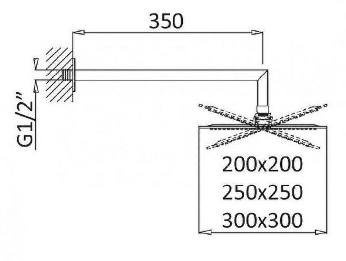 Верхний душ Cezares PORTA-TDDQ-30-NOP Черный матовый
