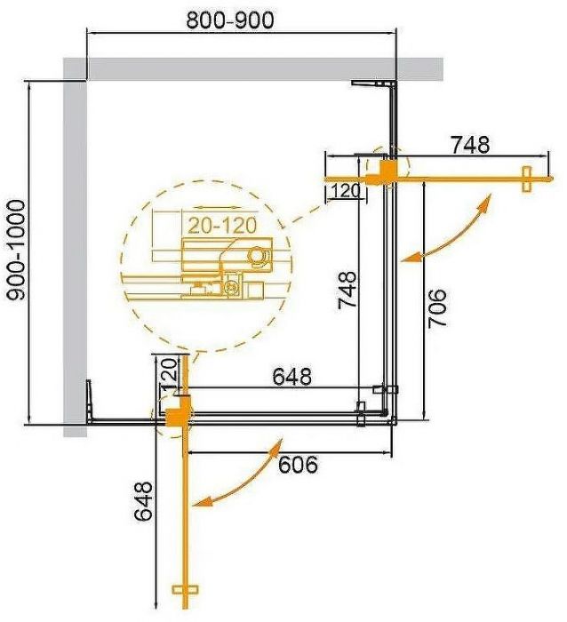 Душевой уголок Cezares Slider 90x100 SLIDER-AH-2-80/90-90/100-GRIGIO-NERO профиль Черный матовый стекло тонированное