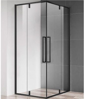 Душевой уголок AQUAme 80x80 AQM7102-2-8 профиль Черный матовый стекло прозрачное