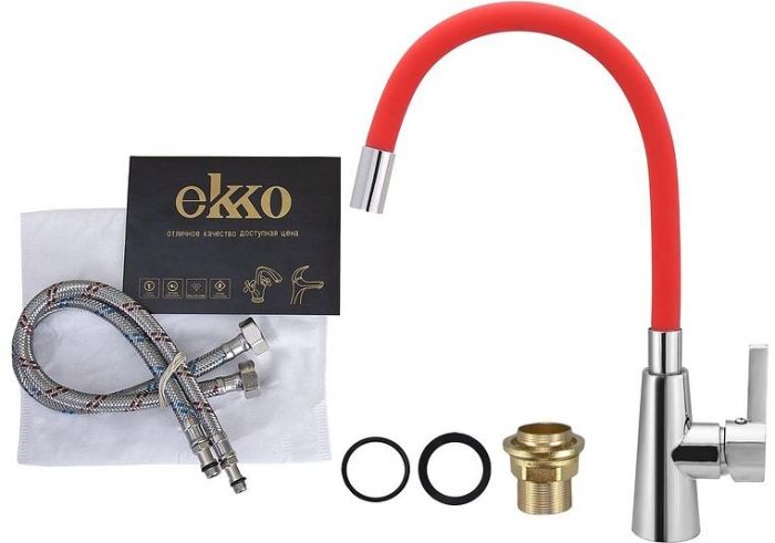 Смеситель для кухни Ekko E4205-E58 цвет Хром Красный