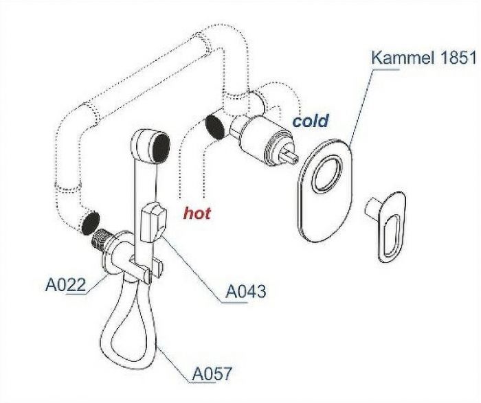 Гигиенический душ со смесителем WasserKRAFT Kammel A111857 Хром