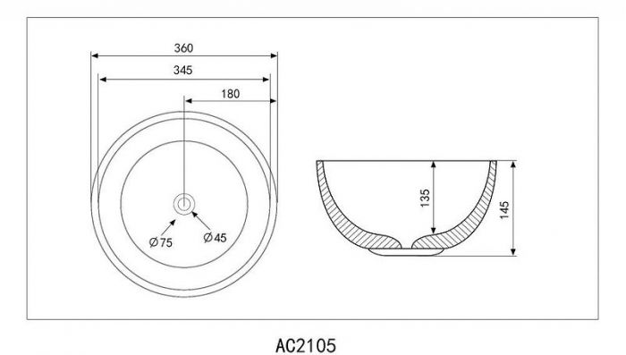 Раковина-чаша Abber Bequem 36 AC2105 Белая