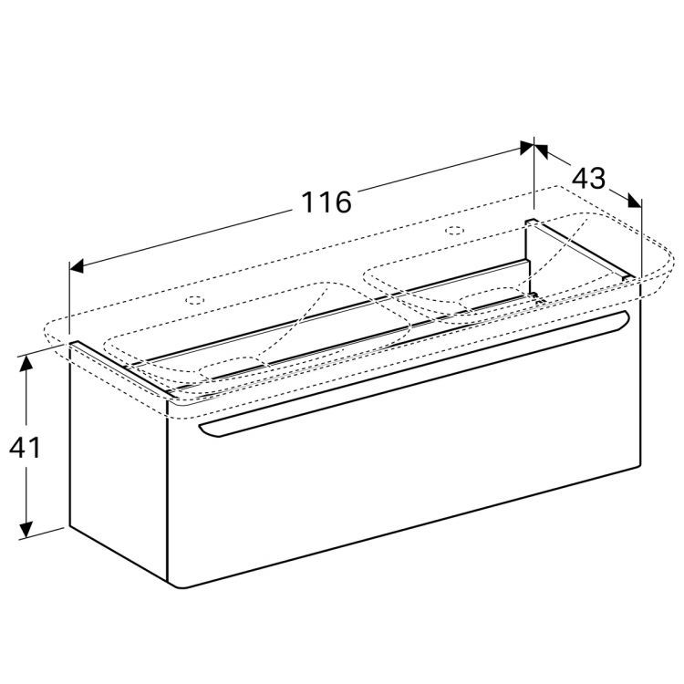 Тумба под двойную раковину Geberit myDay, 116x41, какао с молоком [824131000]