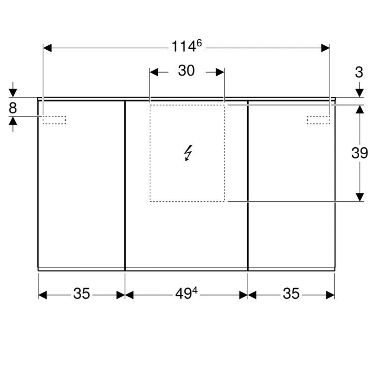 Зеркальный шкафчик Geberit Option Plus с подсветкой 120х70х15 [500.592.00.1]