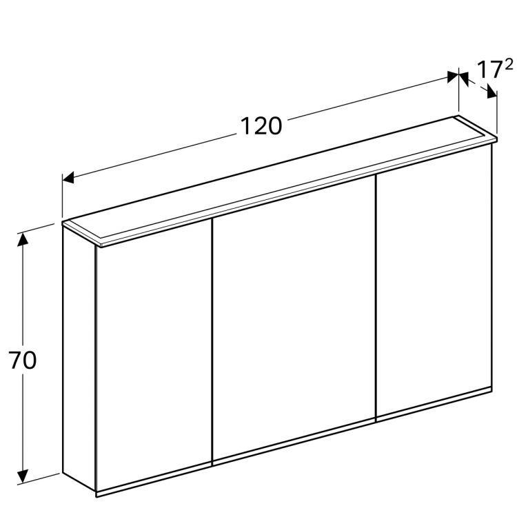 Зеркальный шкафчик Geberit Option Plus с подсветкой 120х70х15 [500.592.00.1]