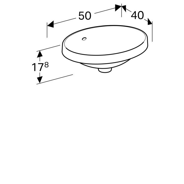 Раковина Geberit VariForm овальной формы, 50х40 см, без отв. под смеситель, с отв. перелива [500.708.01.2]