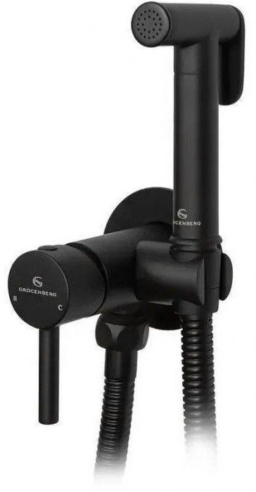 Гигиенический душ со смесителем Grocenberg GB001BL Черный матовый