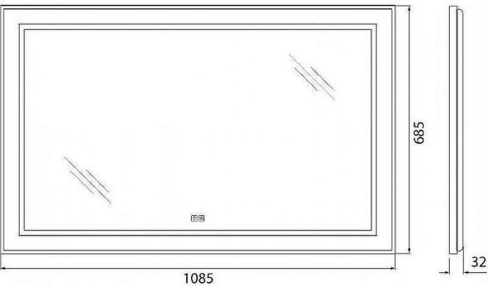 Зеркало BelBagno Kraft 108.5 SPC-KRAFT-1085-685-TCH-WARM с подсветкой с подогревом Сатин с сенсорным выключателем