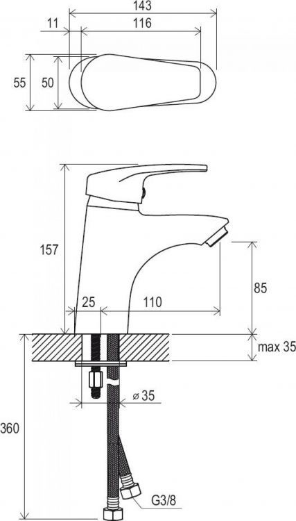 Смеситель для умывальника Ravak Neo NO 012.00 X070023 Смеситель для умывальника Ravak Neo NO 012.00 X070023