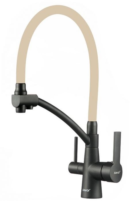 Смеситель для кухни Savol S-L1805H-12 цвет Черный Бежевый