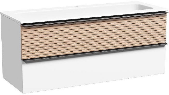 Тумба под раковину Sancos Delta 120 DL120W подвесная Дуб светлый Белая