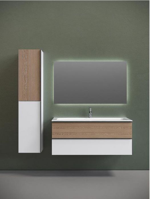 Тумба под раковину Sancos Delta 120 DL120W подвесная Дуб светлый Белая