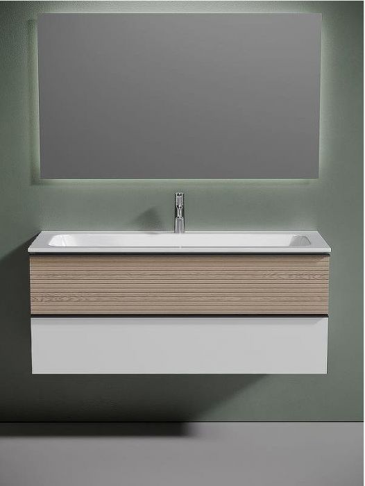 Тумба под раковину Sancos Delta 120 DL120W подвесная Дуб светлый Белая
