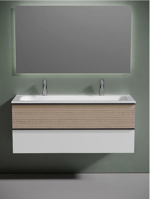 Тумба под раковину Sancos Delta 120 DL120W подвесная Дуб светлый Белая