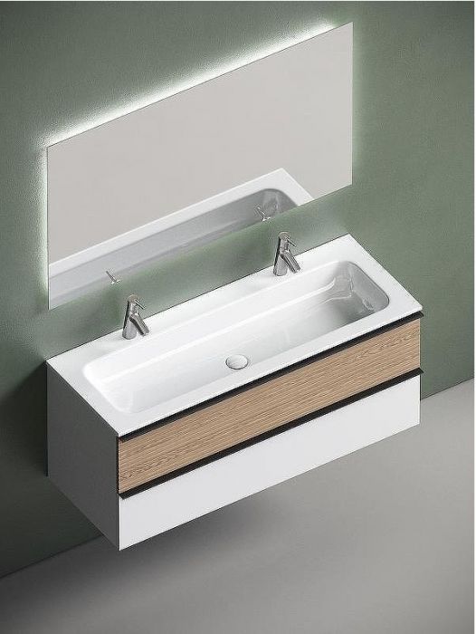 Тумба под раковину Sancos Delta 120 DL120W подвесная Дуб светлый Белая