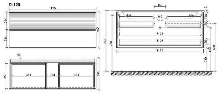 Тумба под раковину Sancos Delta 120 DL120W подвесная Дуб светлый Белая