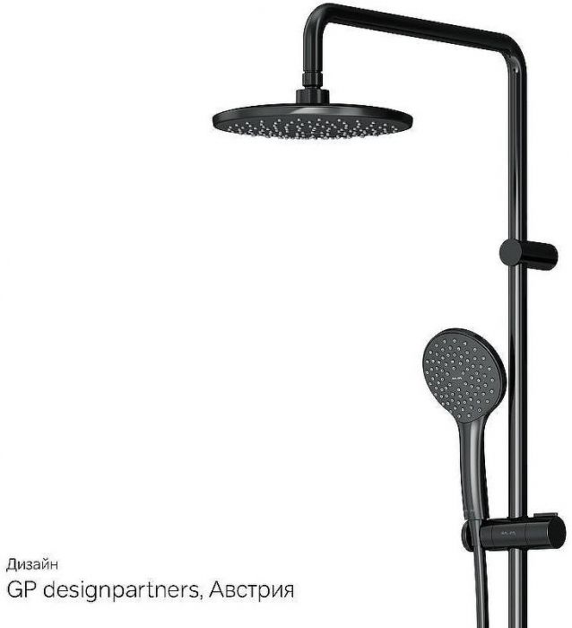 Комплект душевого уголка с душевой системой и аксессуарами AM.PM Gem 90x90 WK90EO профиль Черный матовый стекло прозрачное