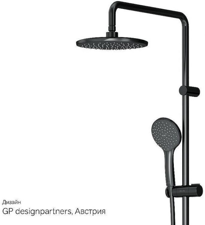 Комплект душевого уголка с душевой системой и аксессуарами AM.PM Gem 90x90 WK90EO профиль Черный матовый стекло прозрачное