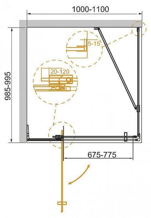 Душевой уголок Cezares Slider 110x100 SLIDER-AH-1-100-100/110-C-NERO профиль Черный матовый стекло прозрачное
