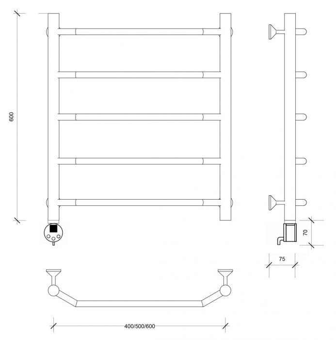 Полотенцесушитель электрический Secado Агата 1 60x40 графит