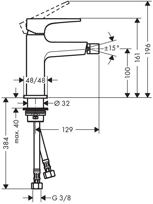 Hansgrohe Metropol Смеситель для биде на 1 отв, с донным клапаном, излив 129мм, цвет: белый матовый