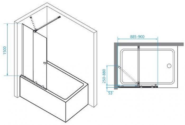 Шторка на ванну RGW Screens SC-46 90х150 06114609-11 профиль Хром стекло прозрачное