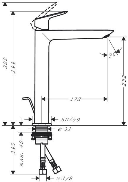 Hansgrohe Logis Смеситель для раковины, 1 отв., с донным клапаном, цвет: хром
