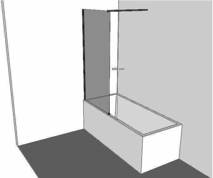 Шторка на ванну Allen Brau Infinity 3 80 3.21063.BBA профиль Черный браш стекло прозрачное