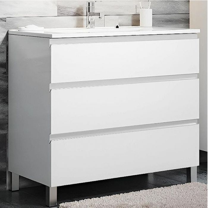 Тумба с раковиной SanVit Авеню-3 75 kavenu3075w Белая глянцевая