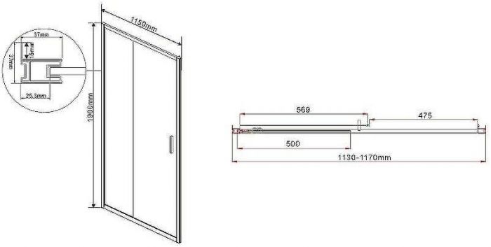 Душевая дверь Vincea Garda 115 VDS-1G115CL профиль Хром стекло прозрачное