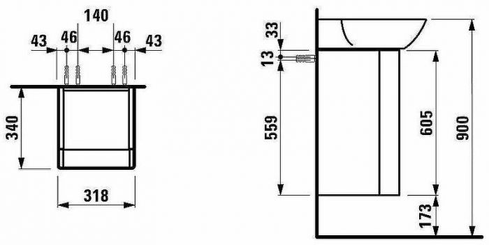 Тумба под раковину Laufen Ino 32 R 4.2535.2.030.171.1 подвесная Темный орех