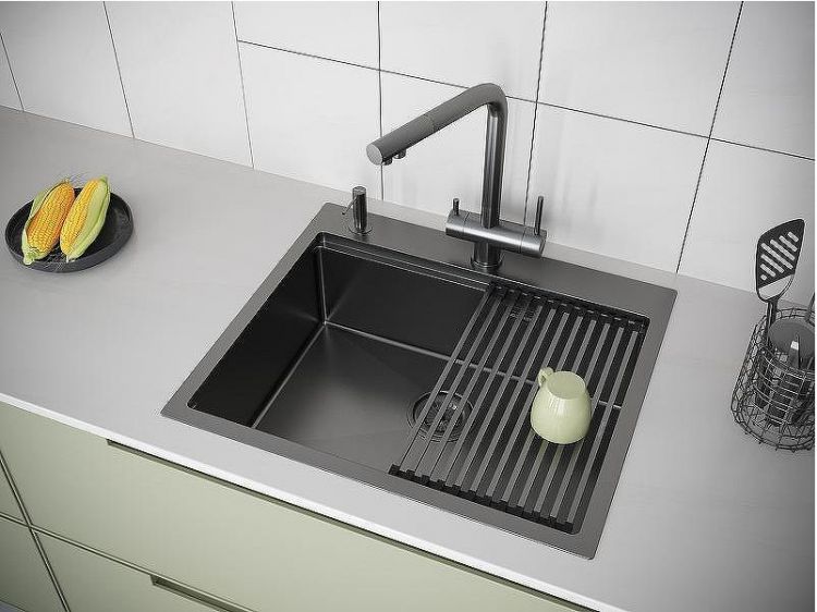 Кухонная мойка Paulmark Kroner-Pro 59 PM705951-GM Вороненая сталь